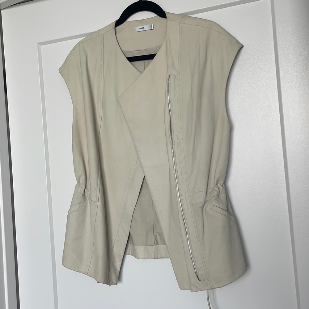 Vince lambskin vest off white size small oversized